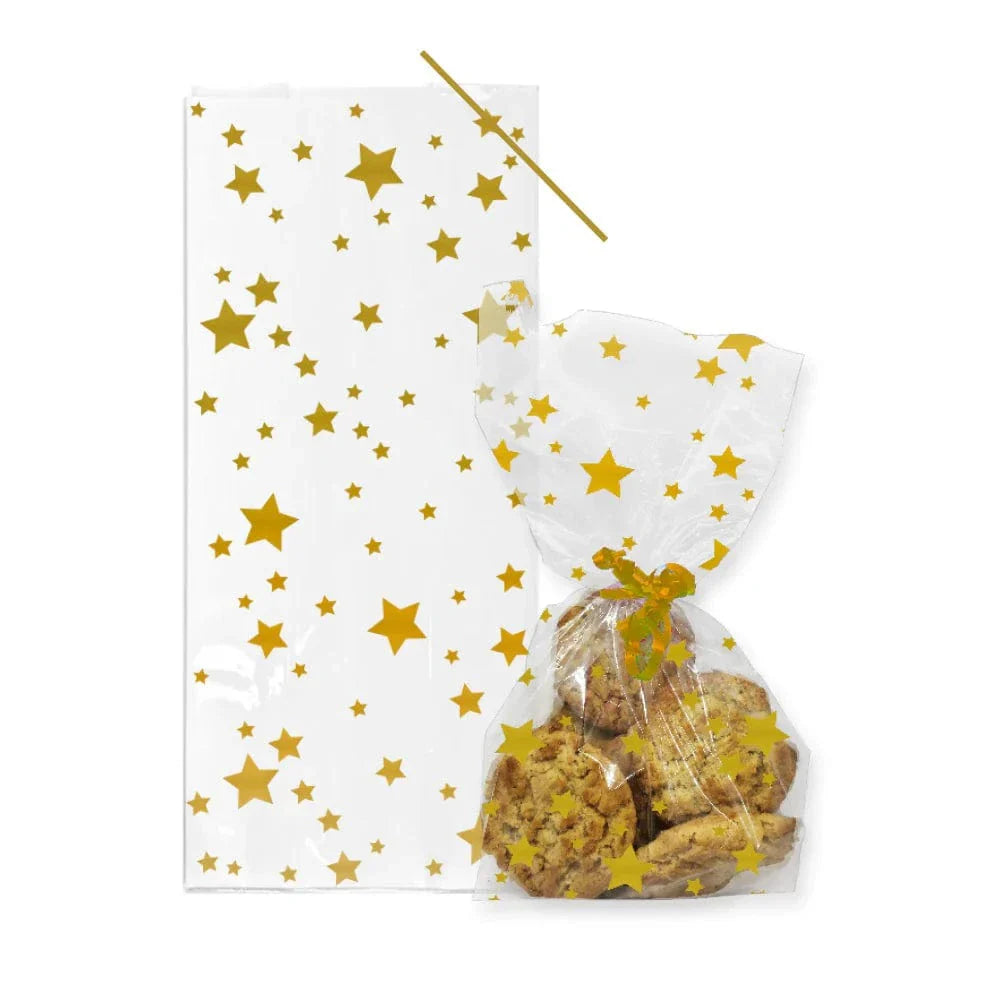 Gold Stars Cello Party Bags - Pack of 20