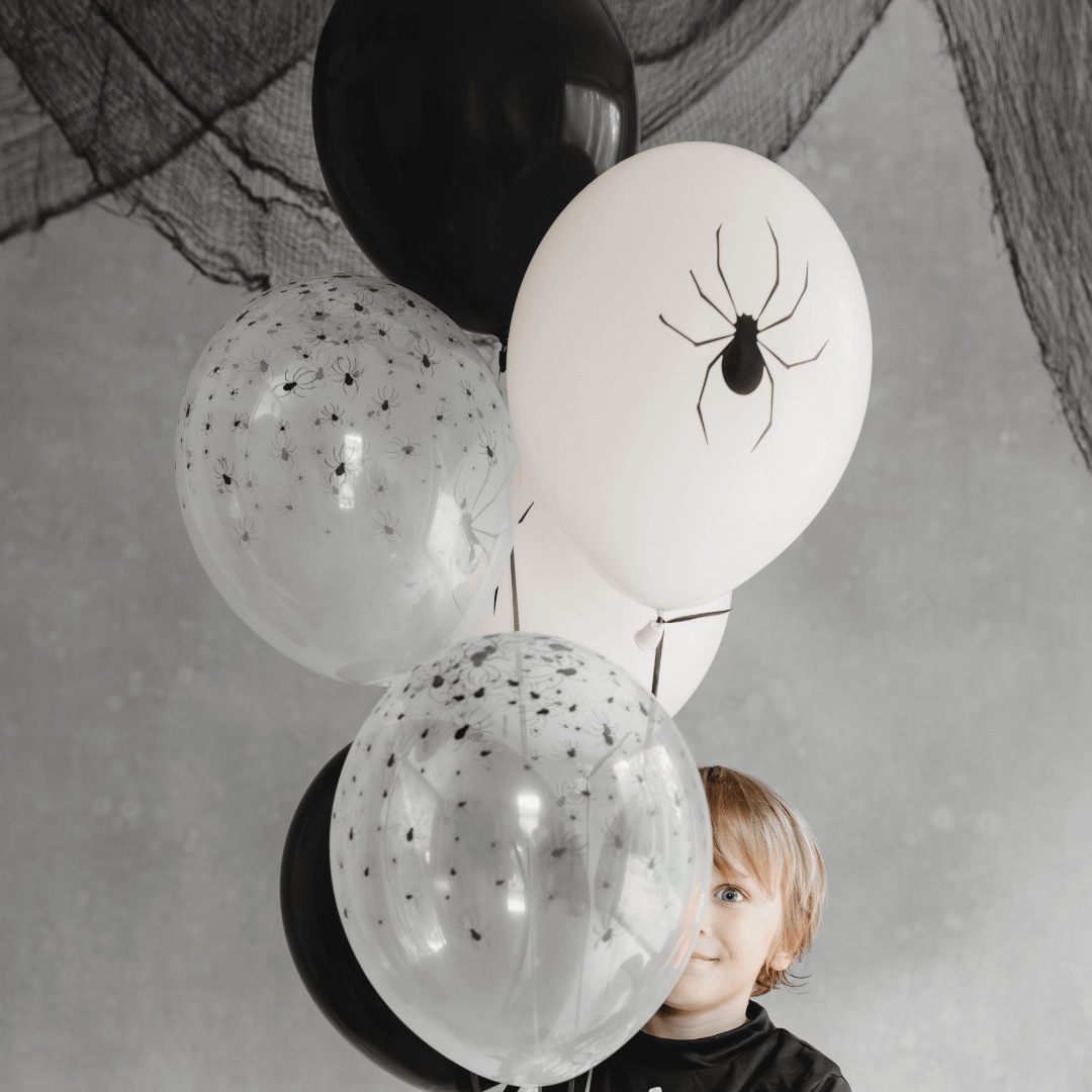 12 inch Spider Latex Balloons x 6