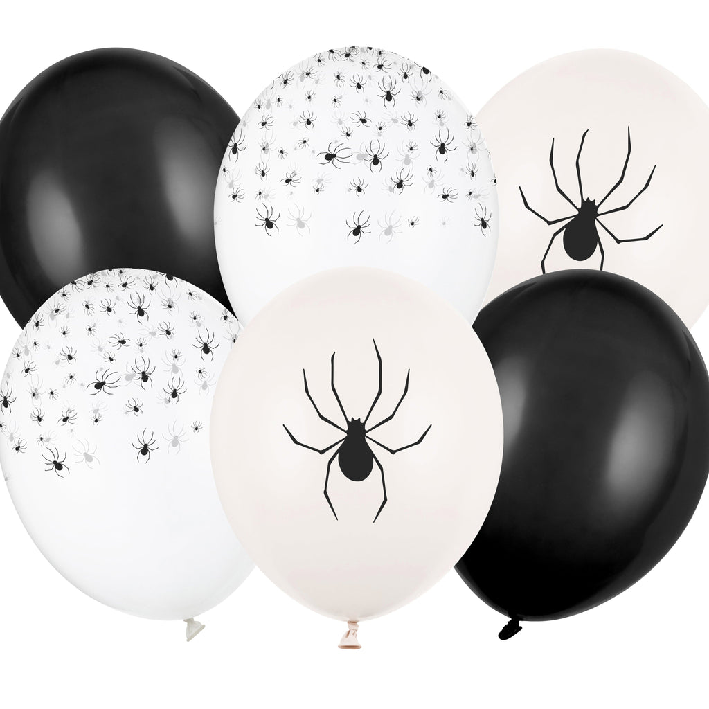 12 inch Spider Latex Balloons x 6