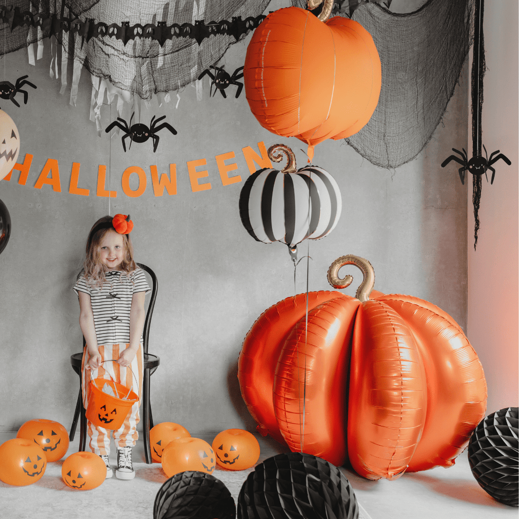 3D Orange & Gold Pumpkin Standing Foil Balloon (36 inch)