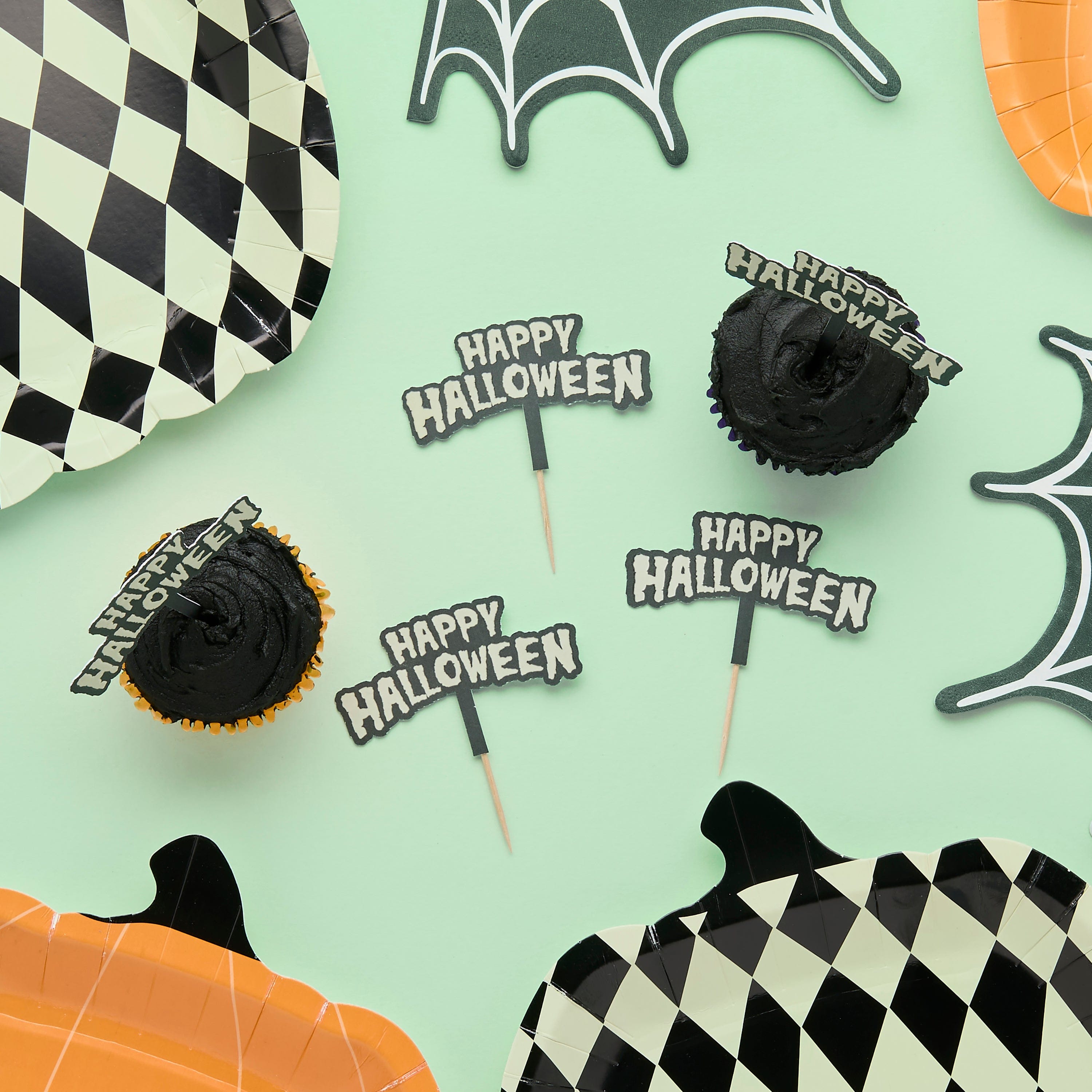 Happy Halloween Glow In the Dark Food Picks x 12