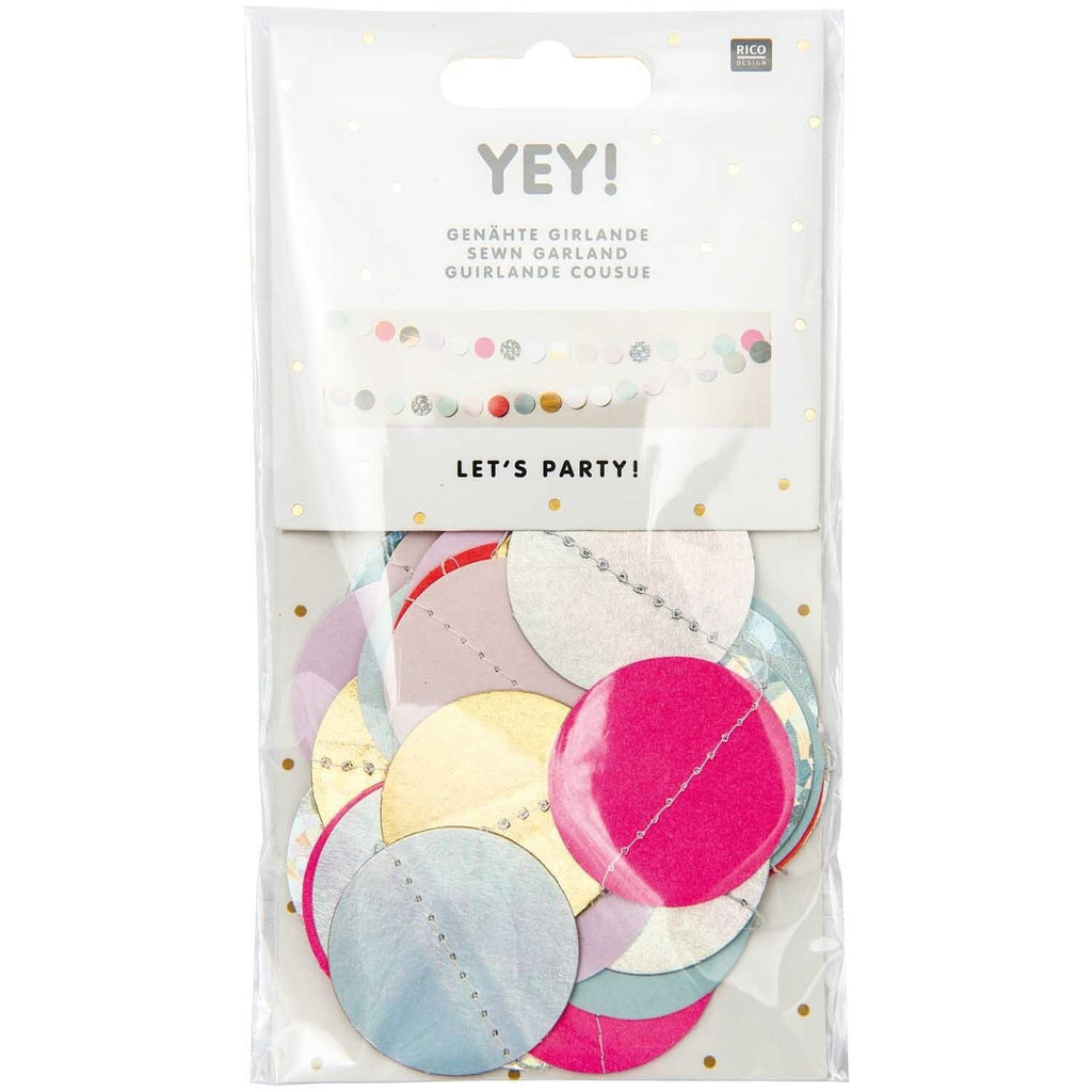 Iridescent Glitter Circles Sewn Garland - 2 Metres