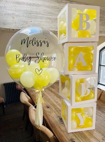 Lemon Yellow and White Baby Shower Blocks