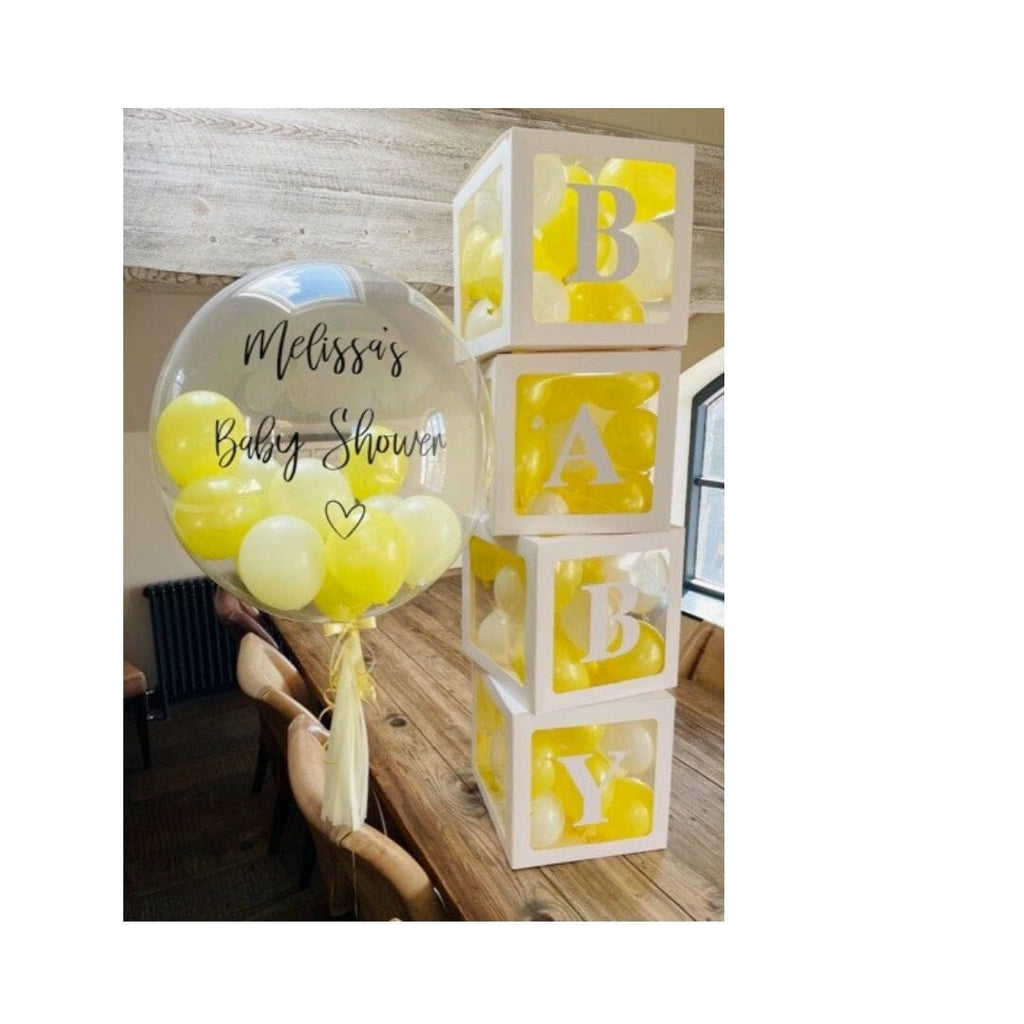 Lemon Yellow and White Baby Shower Blocks