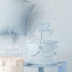 Light Blue Happy Birthday Cake Topper