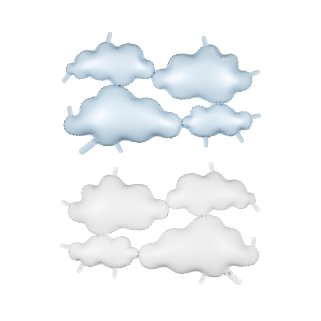 Light Blue & White Double Sided Clouds Backdrop Foil Balloon