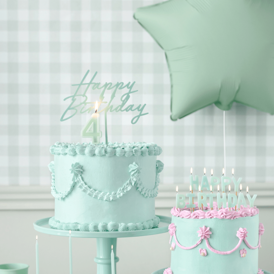 Light Green Happy Birthday Cake Topper