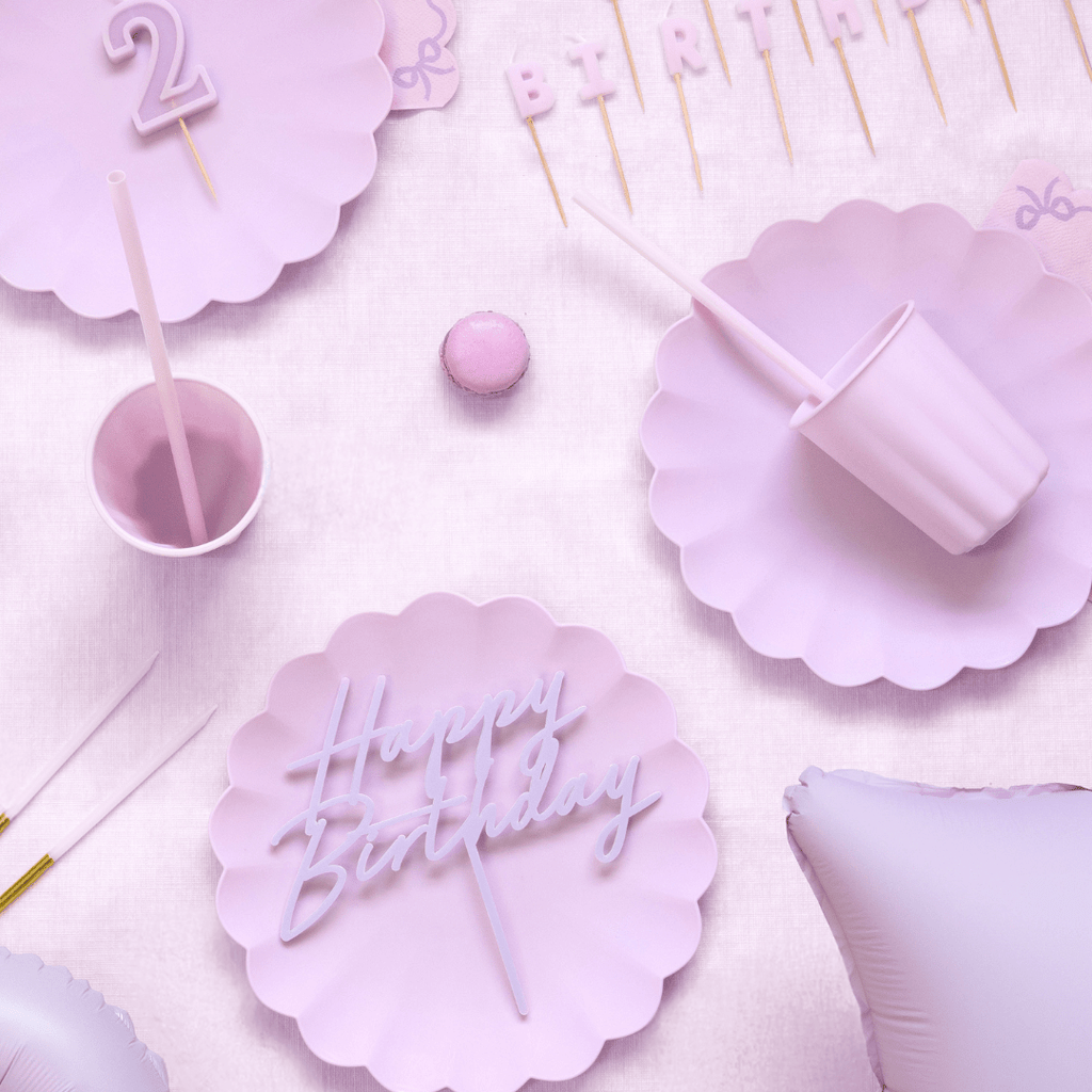 Light Purple Happy Birthday Cake Topper