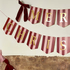 Merry Christmas Striped Letter Banner with Bows - 2m