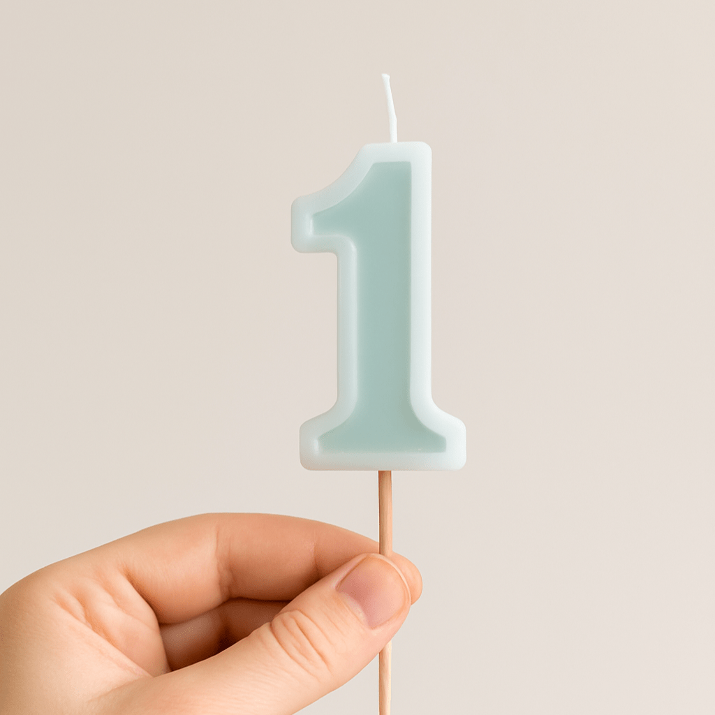 Mint Green Number 1 candle
