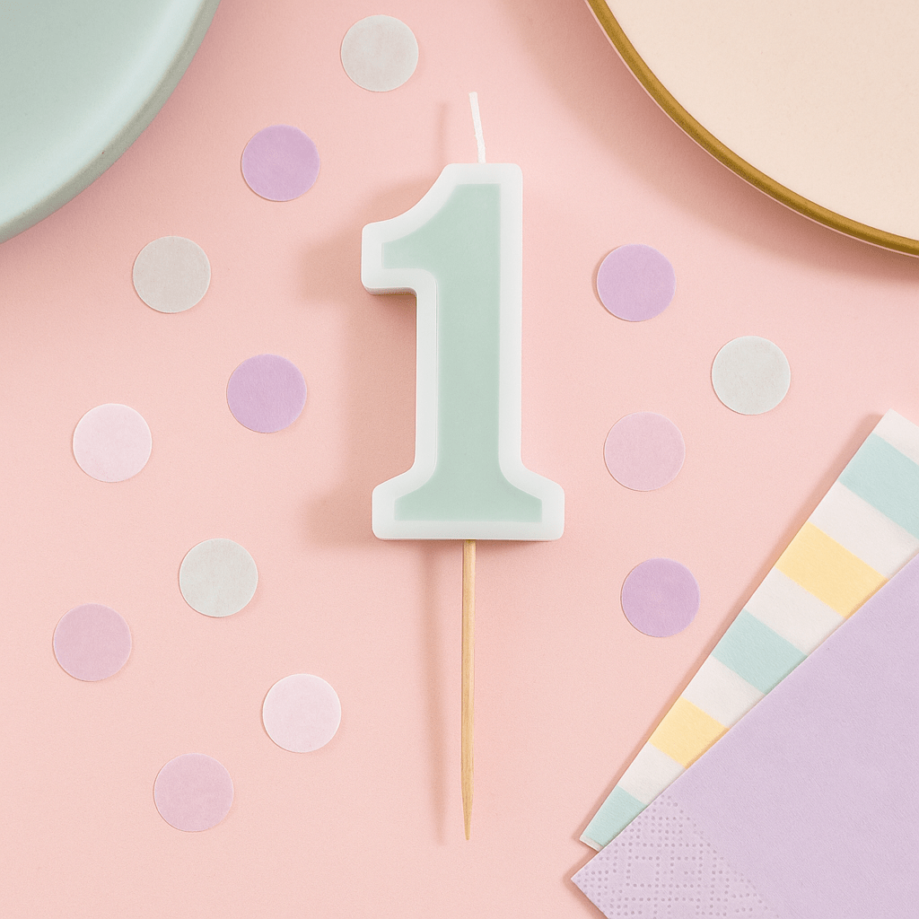 Mint Green Number 1 candle