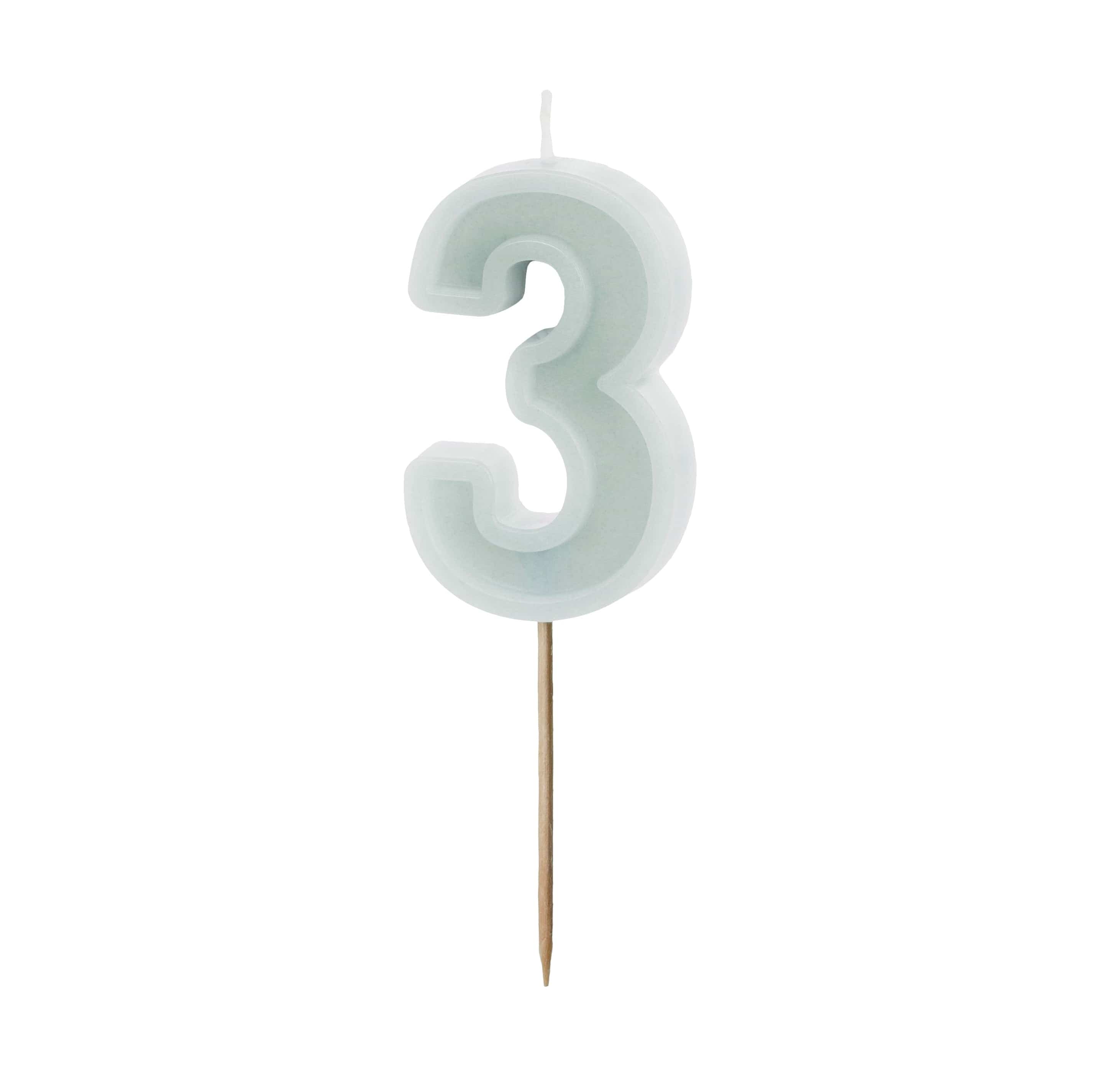 Mint Green Number 3 candle
