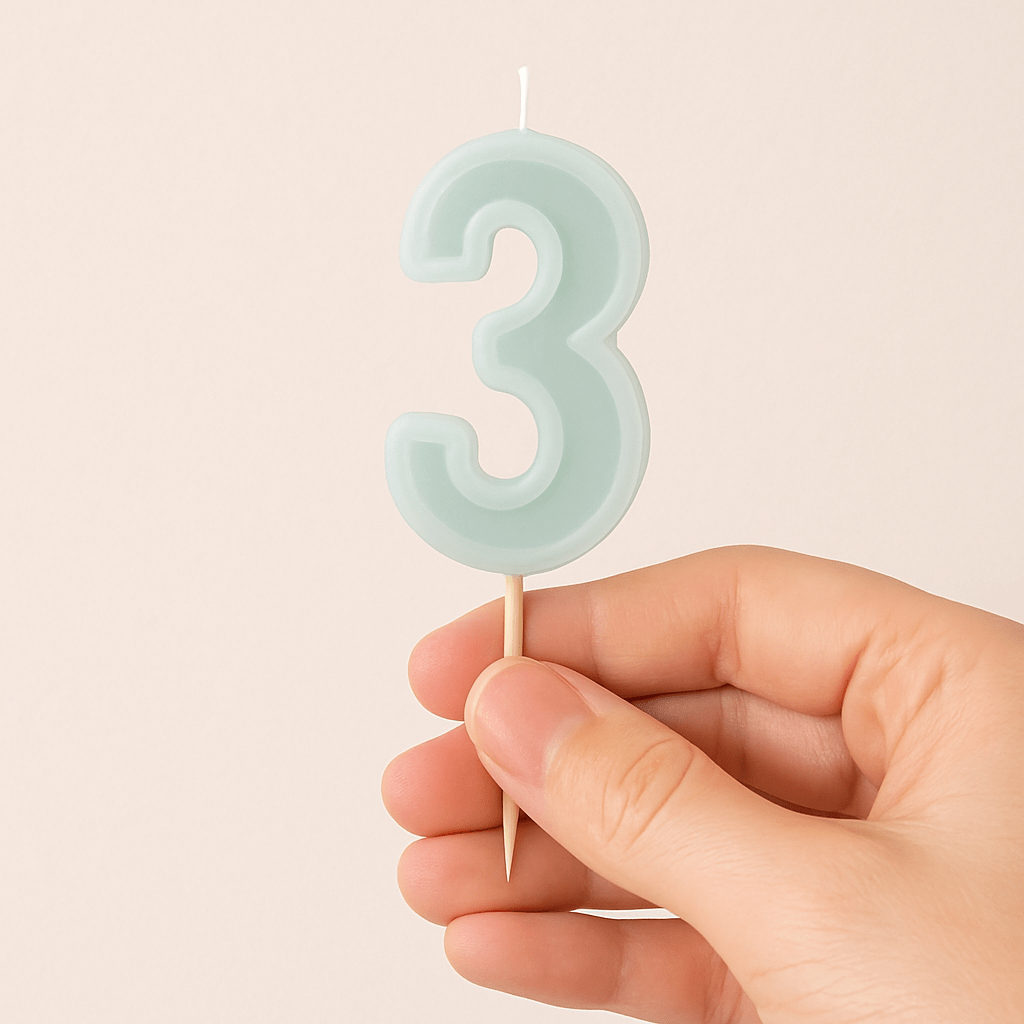 Mint Green Number 3 candle