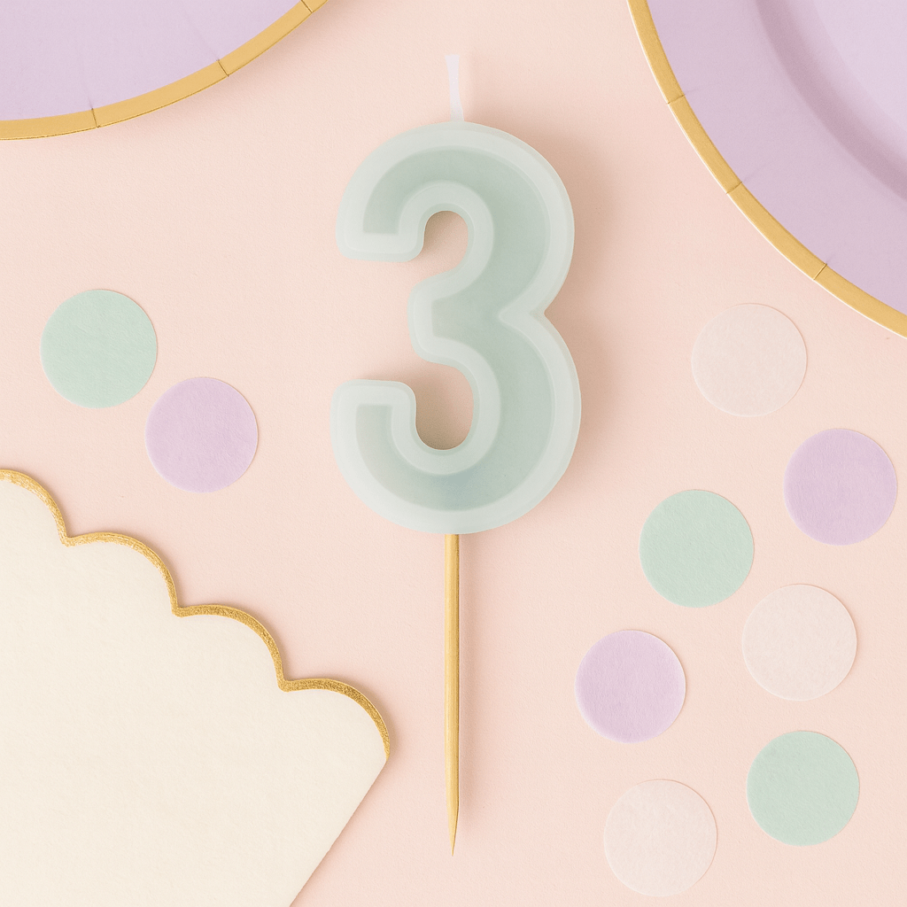 Mint Green Number 3 candle