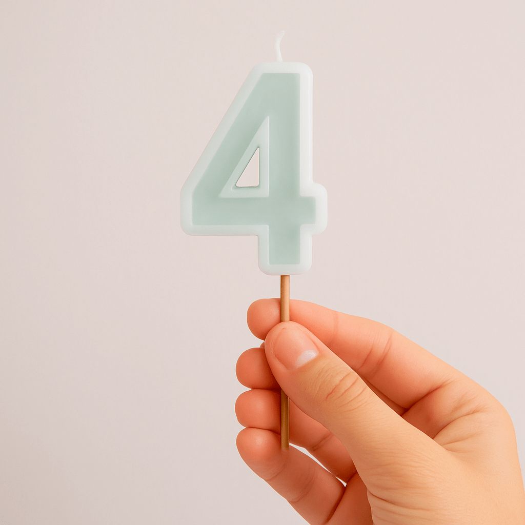 Mint Green Number 4 Candle