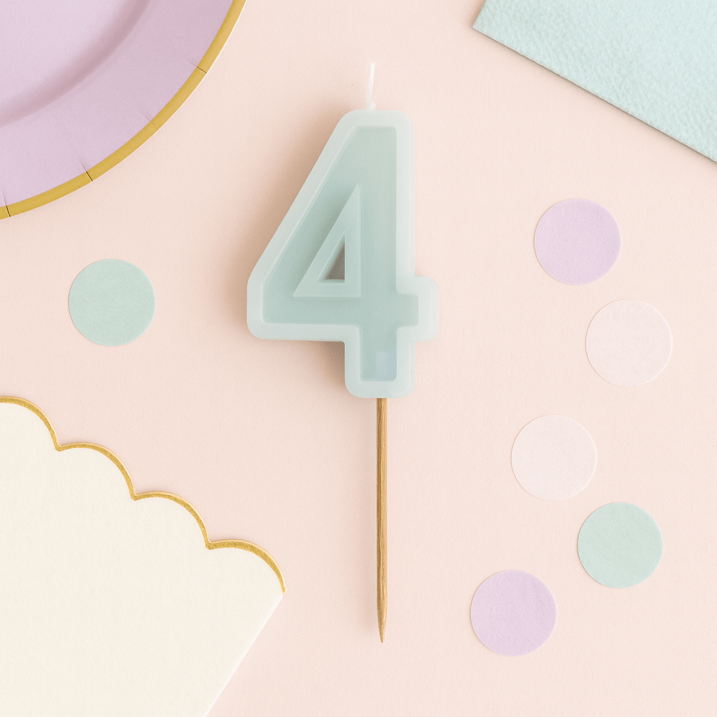 Mint Green Number 4 Candle