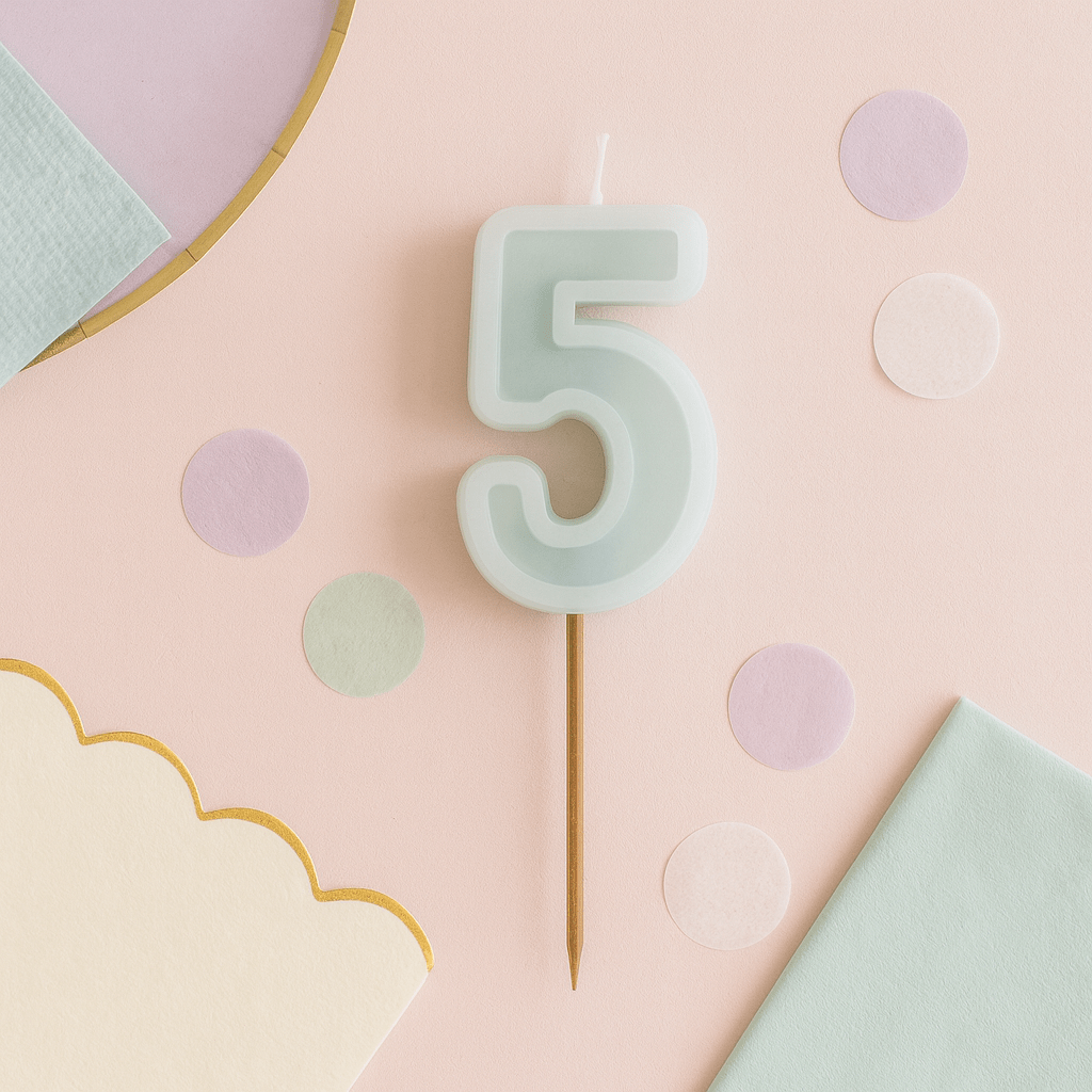 Mint Green Number 5 candle