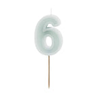 Mint Green Number 6 candle