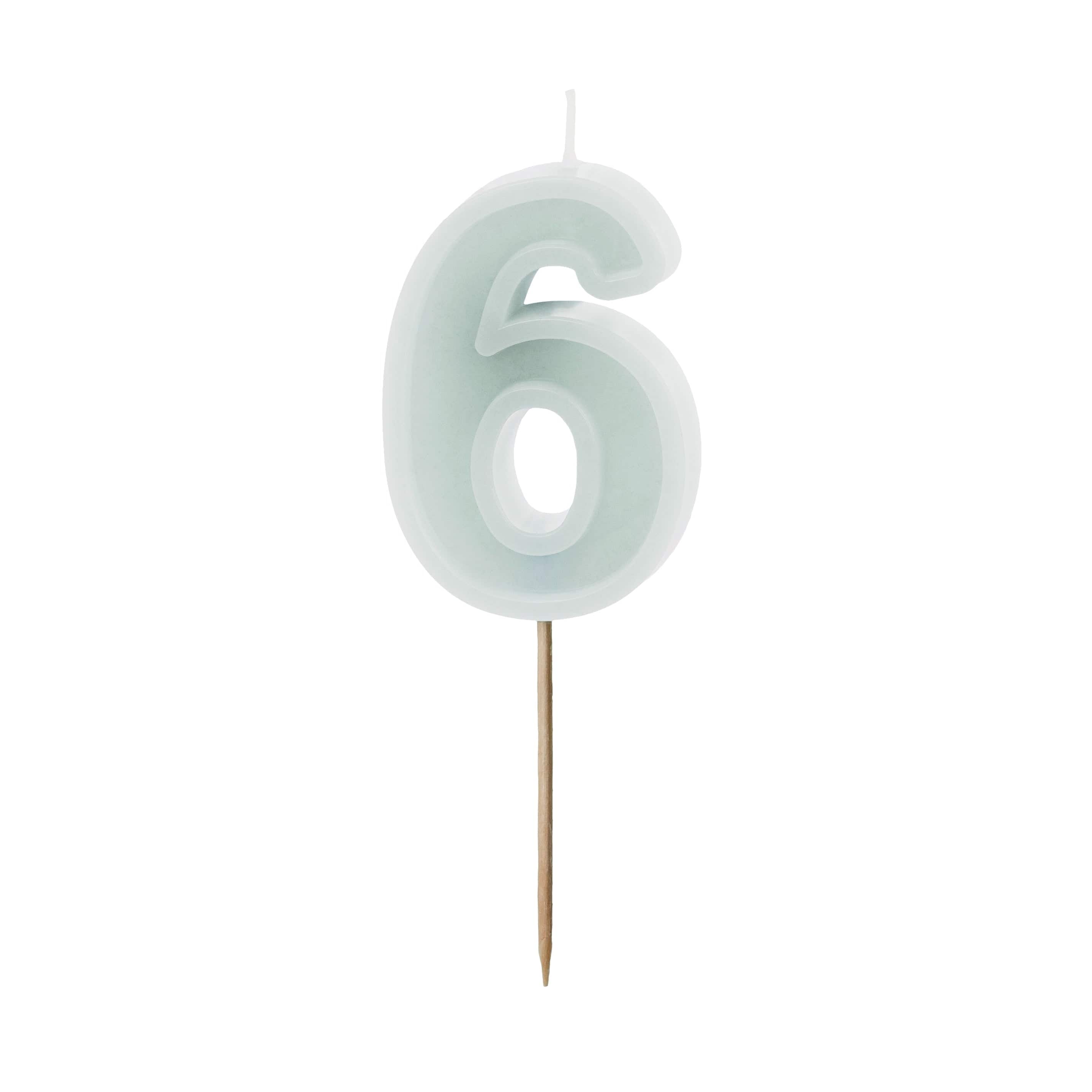 Mint Green Number 6 candle