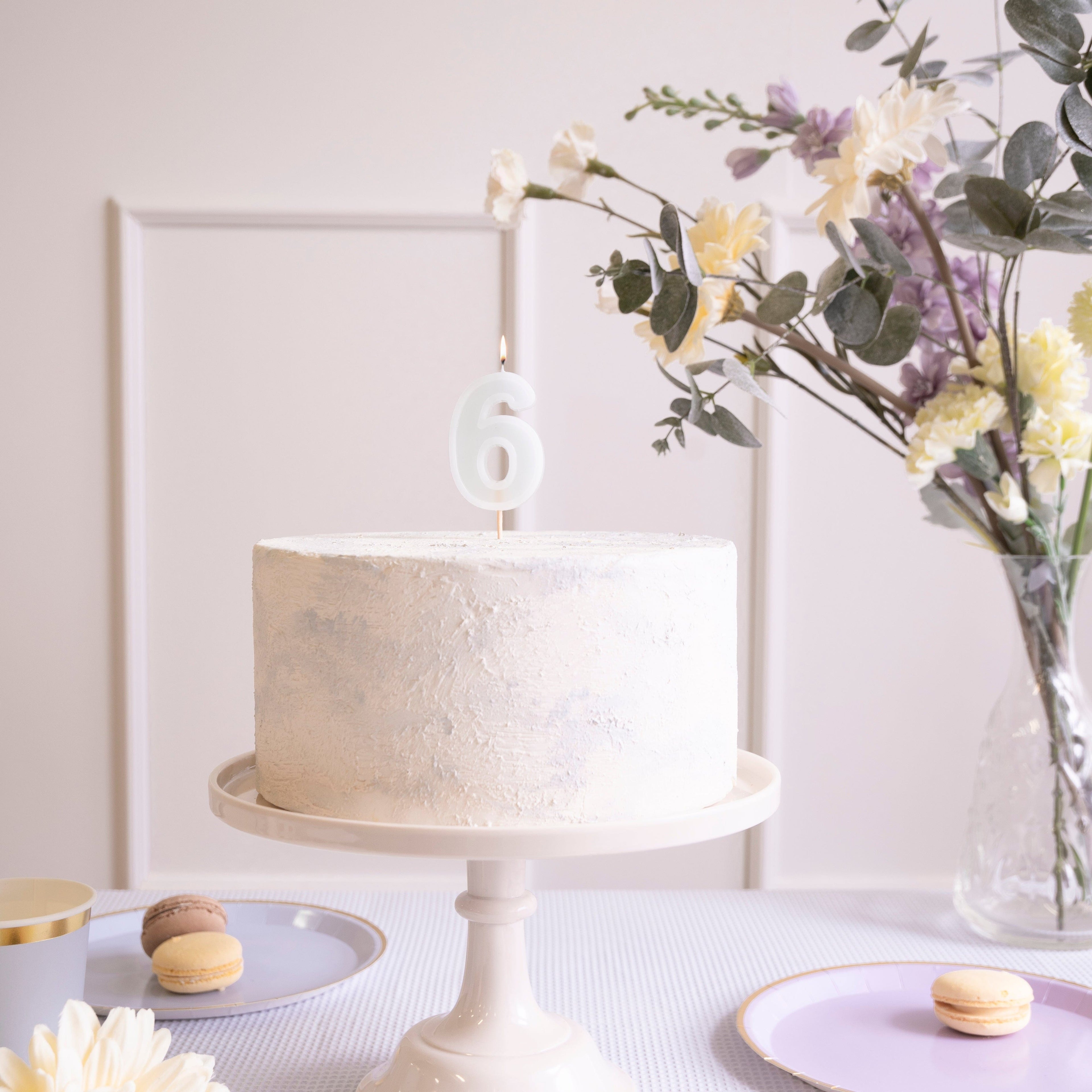 Mint Green Number 6 candle