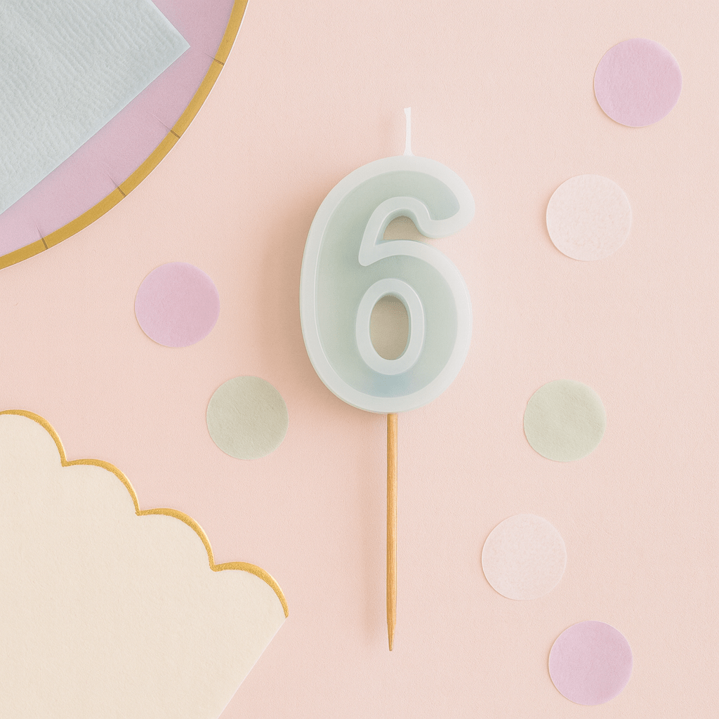 Mint Green Number 6 candle