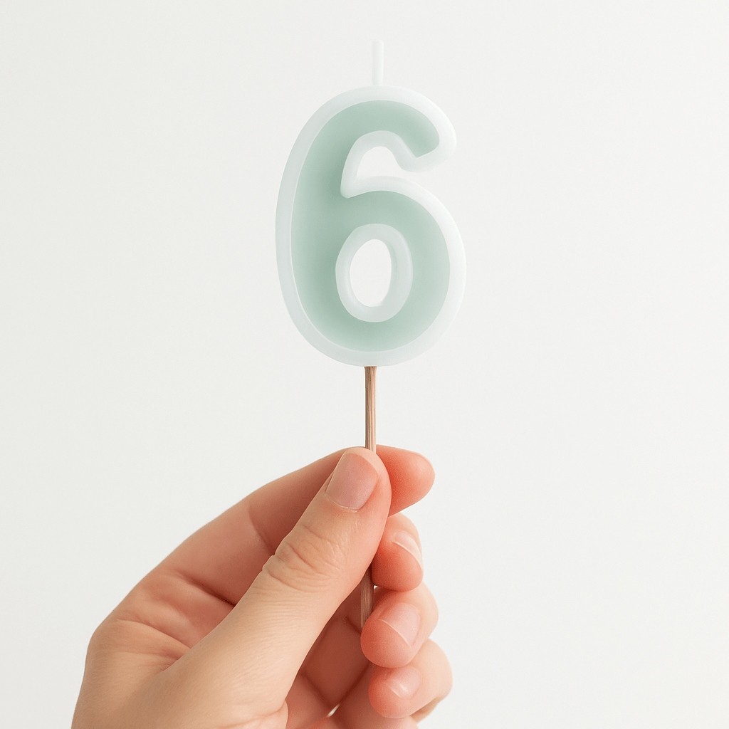 Mint Green Number 6 candle