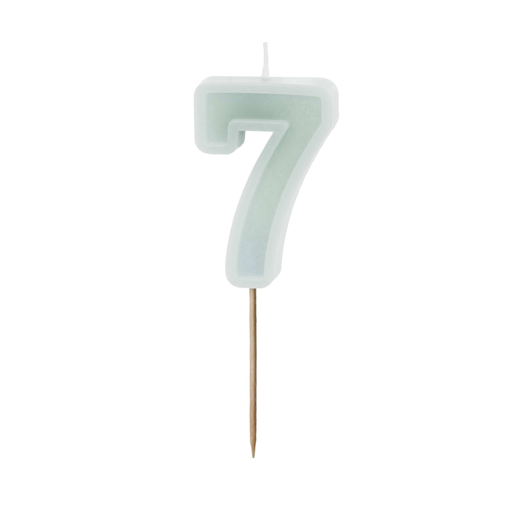 Mint Green Number 7 candle