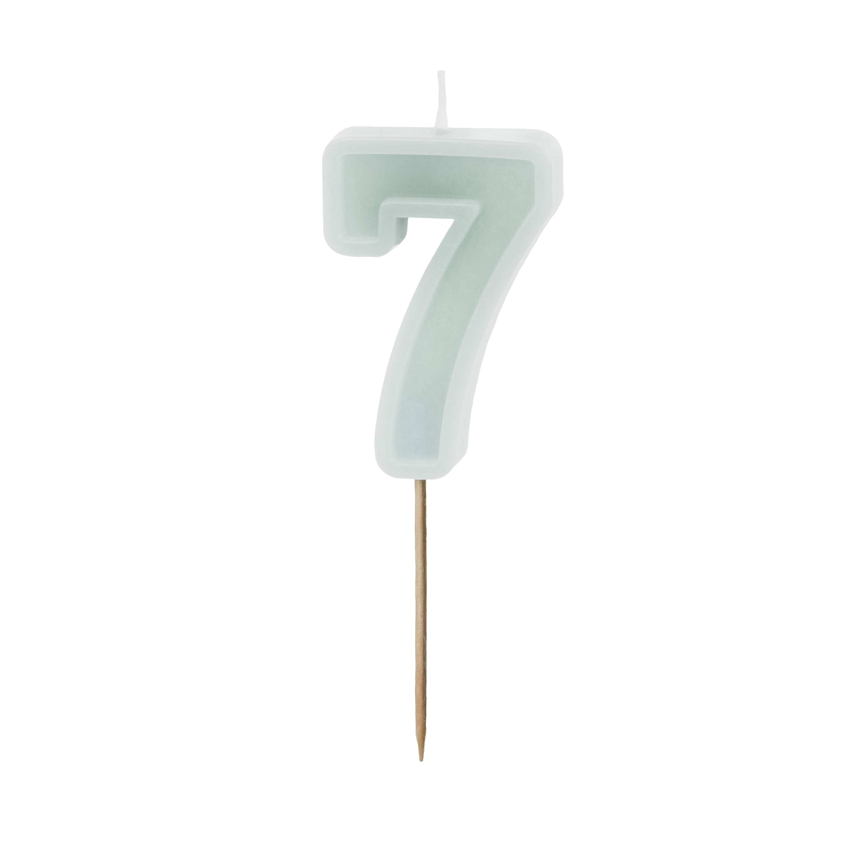 Mint Green Number 7 candle