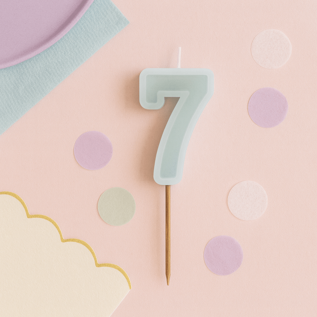Mint Green Number 7 candle