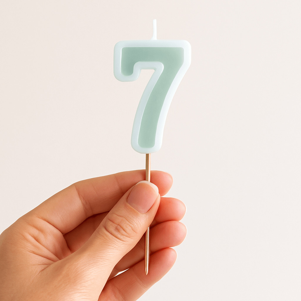 Mint Green Number 7 candle