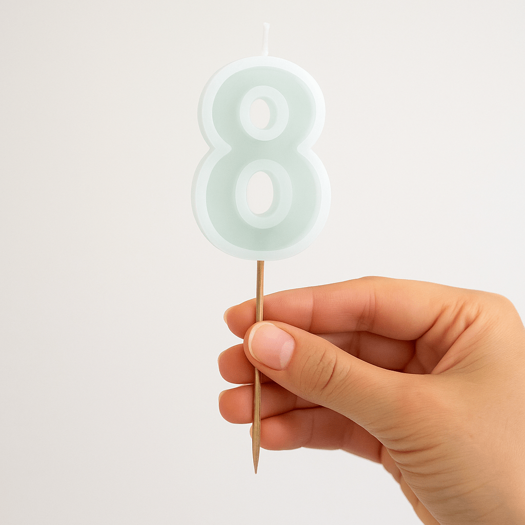 Mint Green Number 8 candle