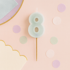 Mint Green Number 8 candle