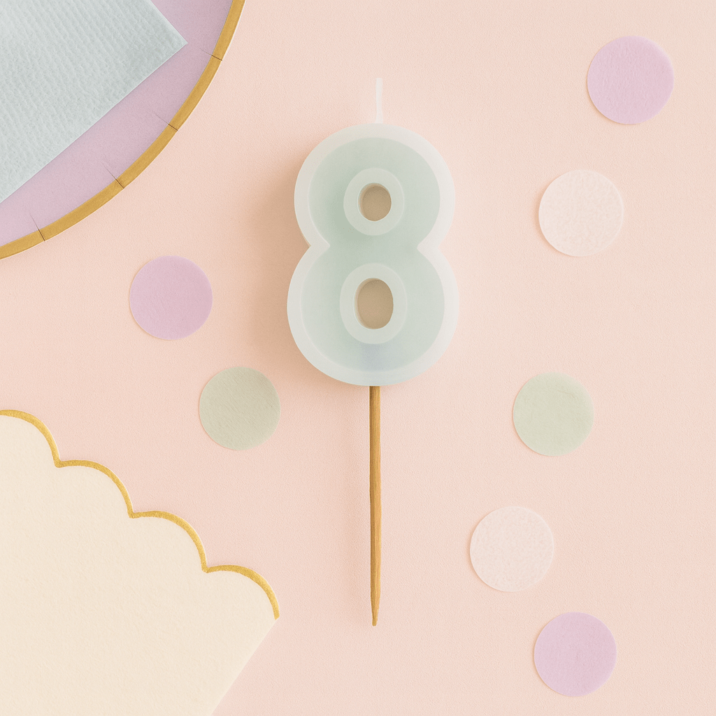 Mint Green Number 8 candle