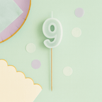 Mint Green Number 9 candle