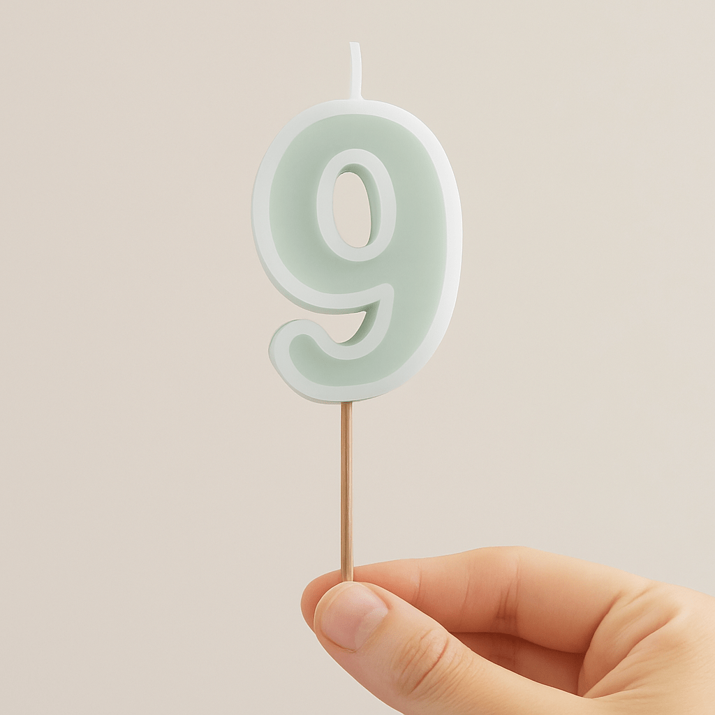Mint Green Number 9 candle