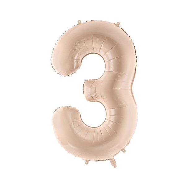 Number 3 Foil Balloon - Beige 28 inch