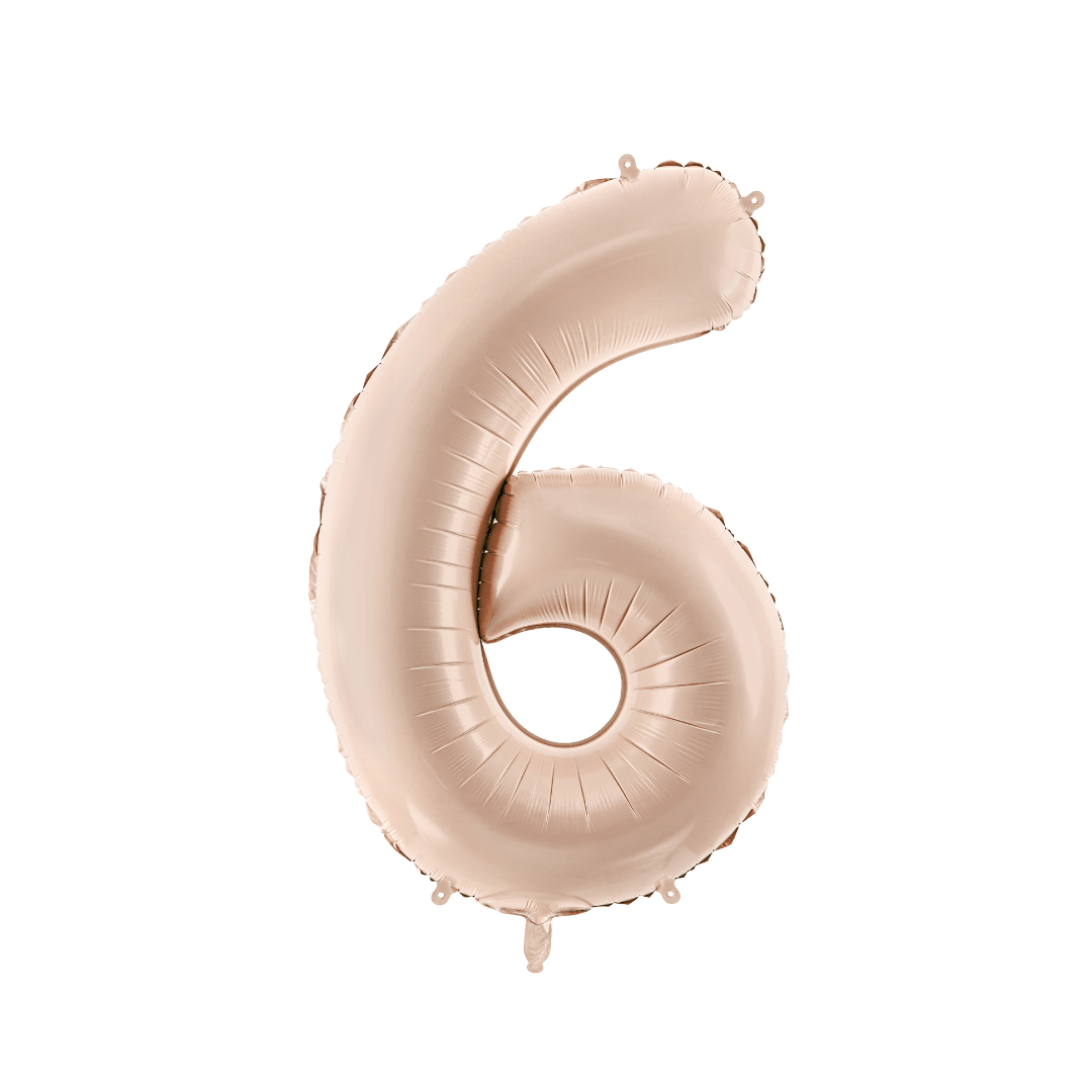 Number 6 Foil Balloon - Beige 28 inch