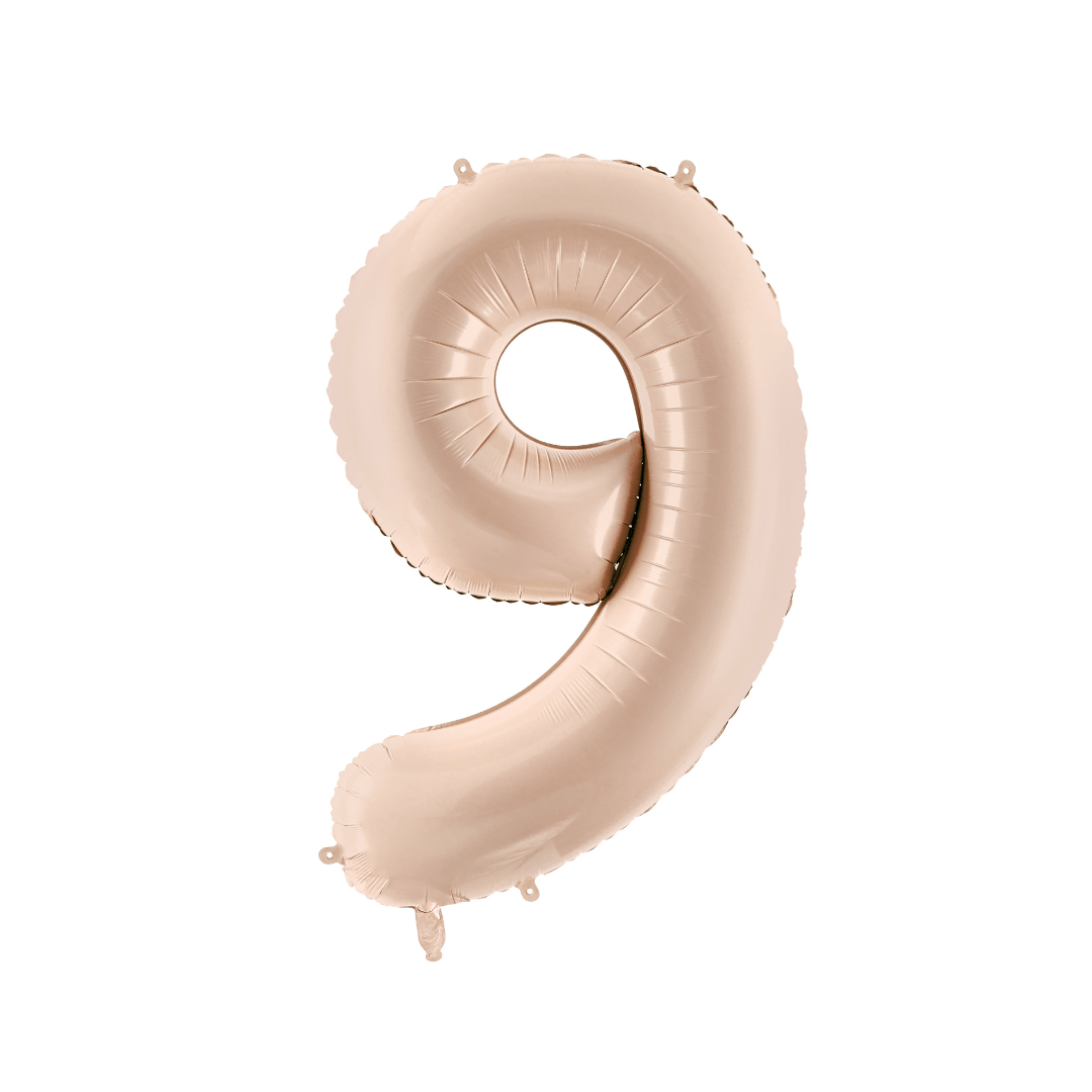 Number 9 Foil Balloon - Beige 28 inch