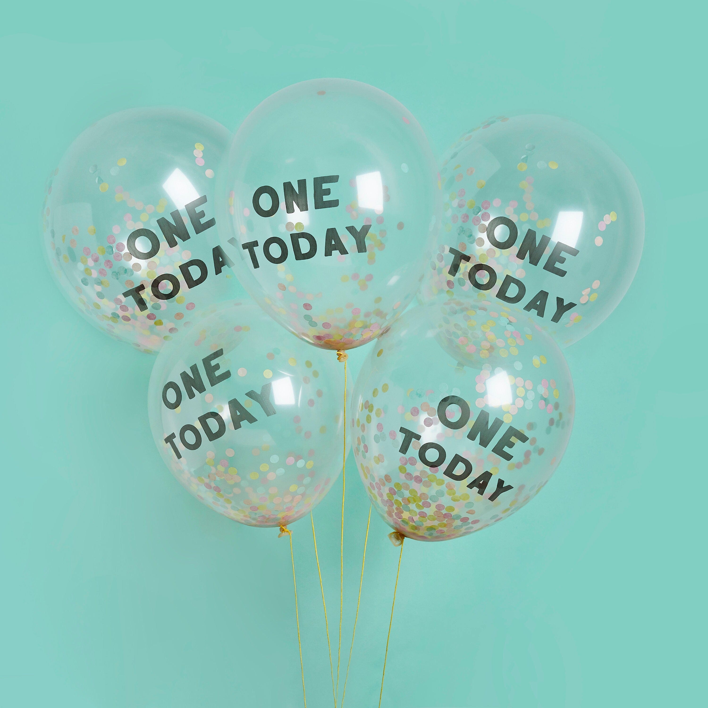 One today - 1st birthday decorations Bunting One today - 1st birthday decorations 12 inch One Today Confetti Balloons x 5