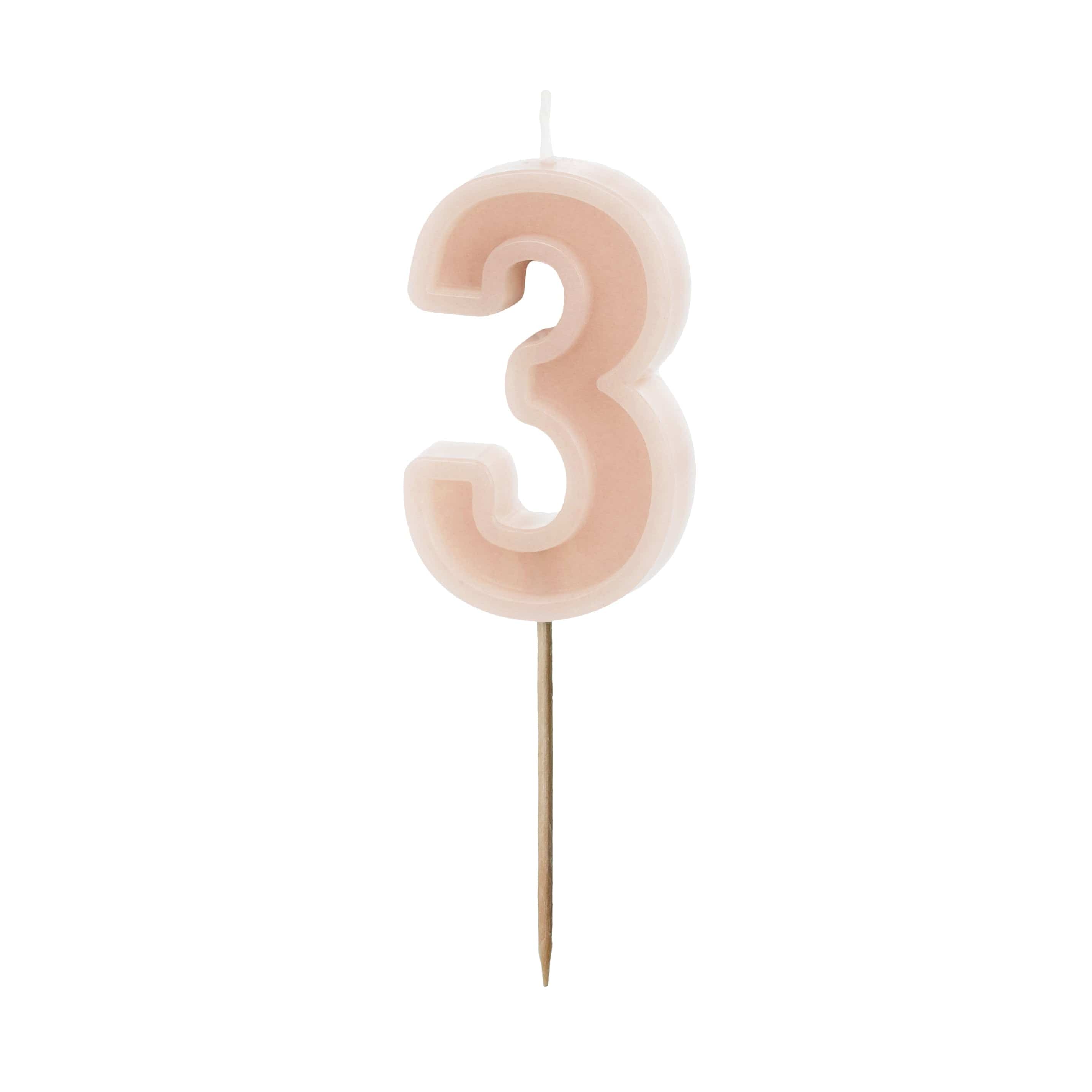 Pastel Pink Number 3 Candle