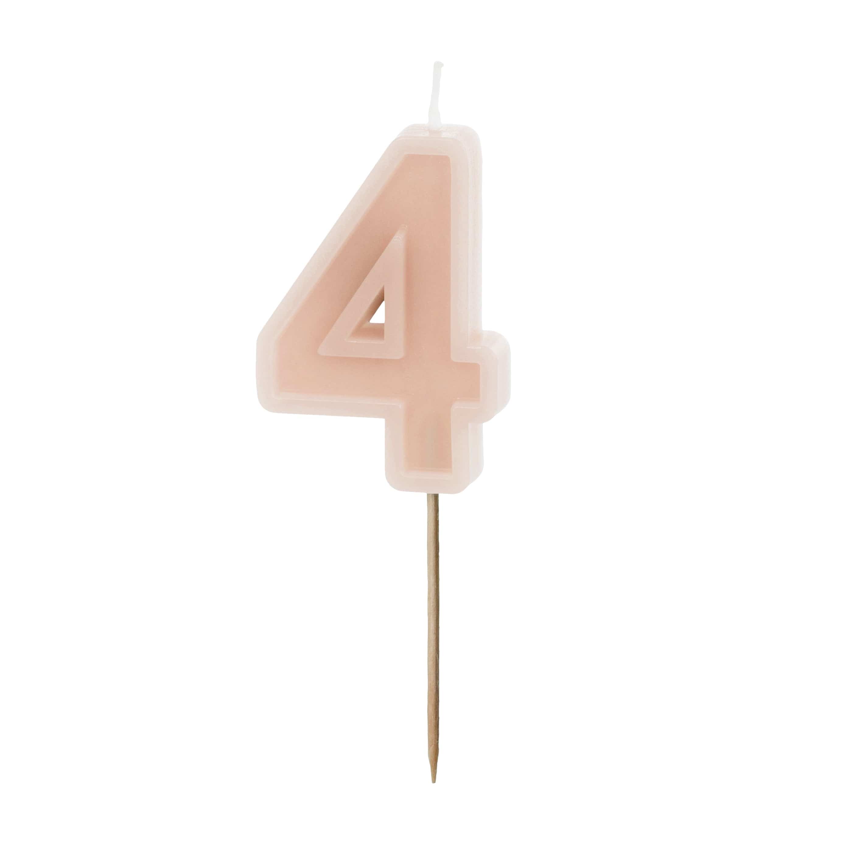 Pastel Pink Number 4 Candle