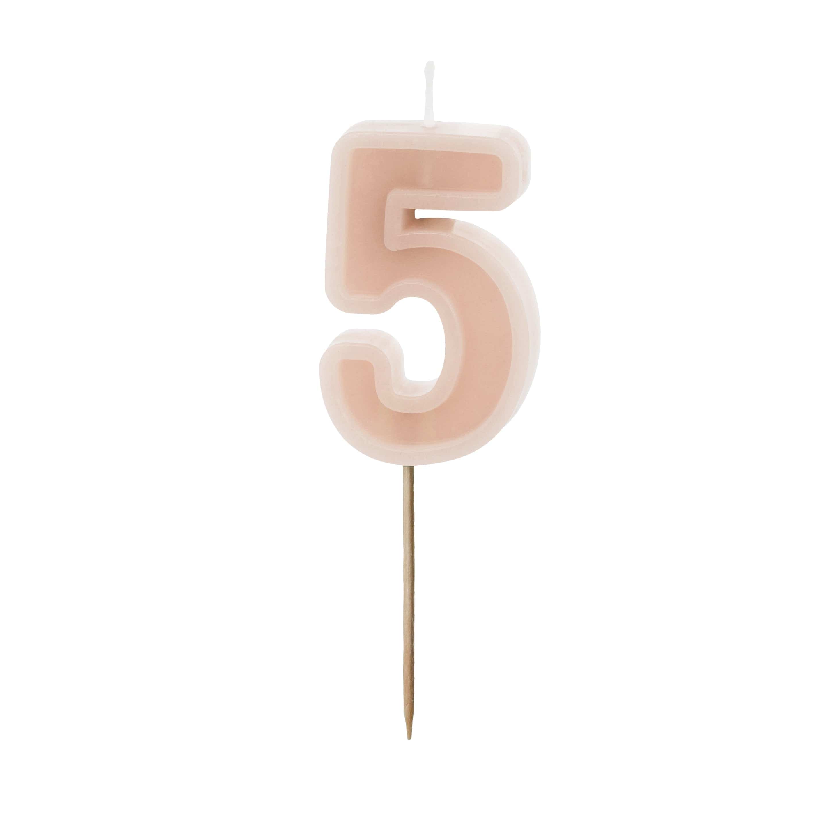 Pastel Pink Number 5 Candle