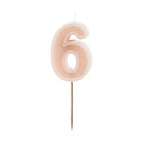 Pastel Pink Number 6 Candle