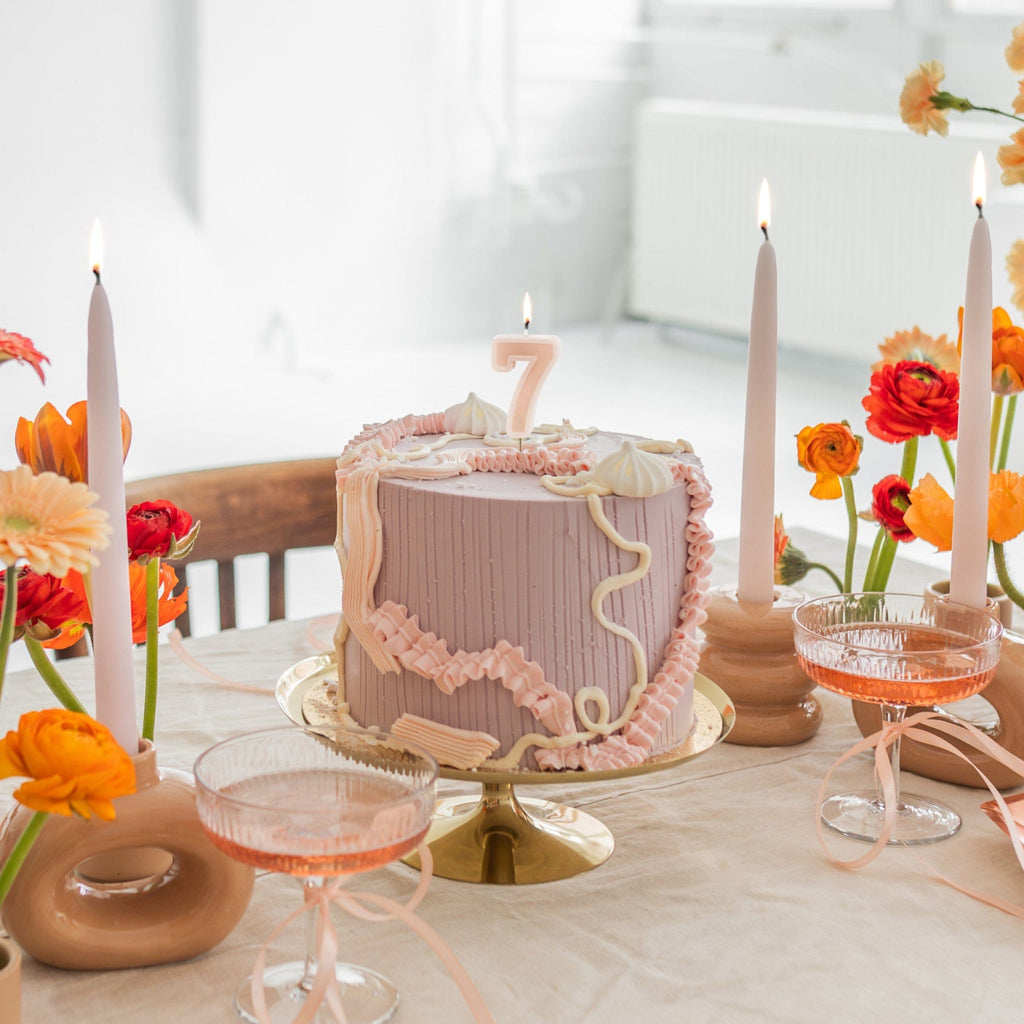 Pastel Pink Number 7 Candle