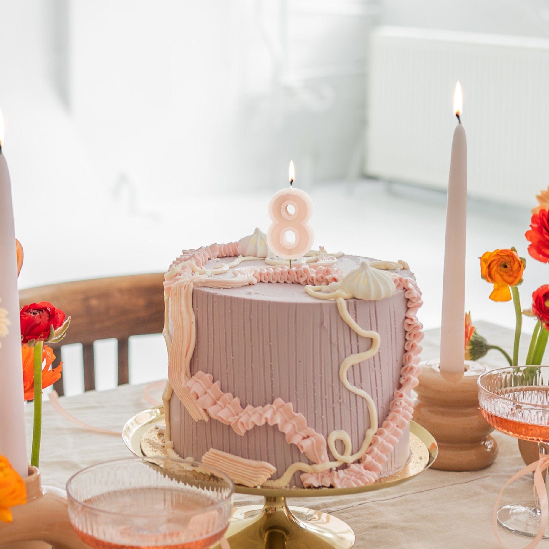 Pastel Pink Number 8 Candle