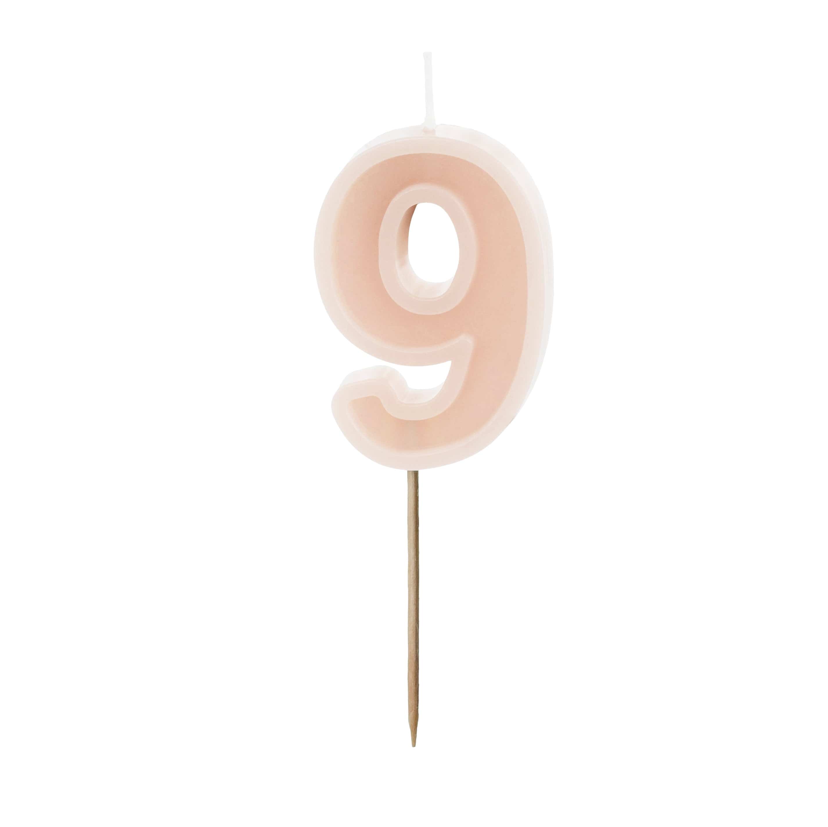 Pastel Pink Number 9 Candle