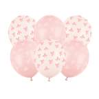 Pink Bow Latex Balloons x 6