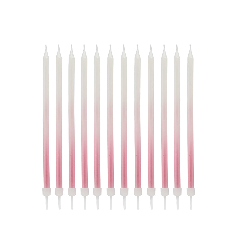 Pink Ombre Tall Skinny Candles - Pack of 12