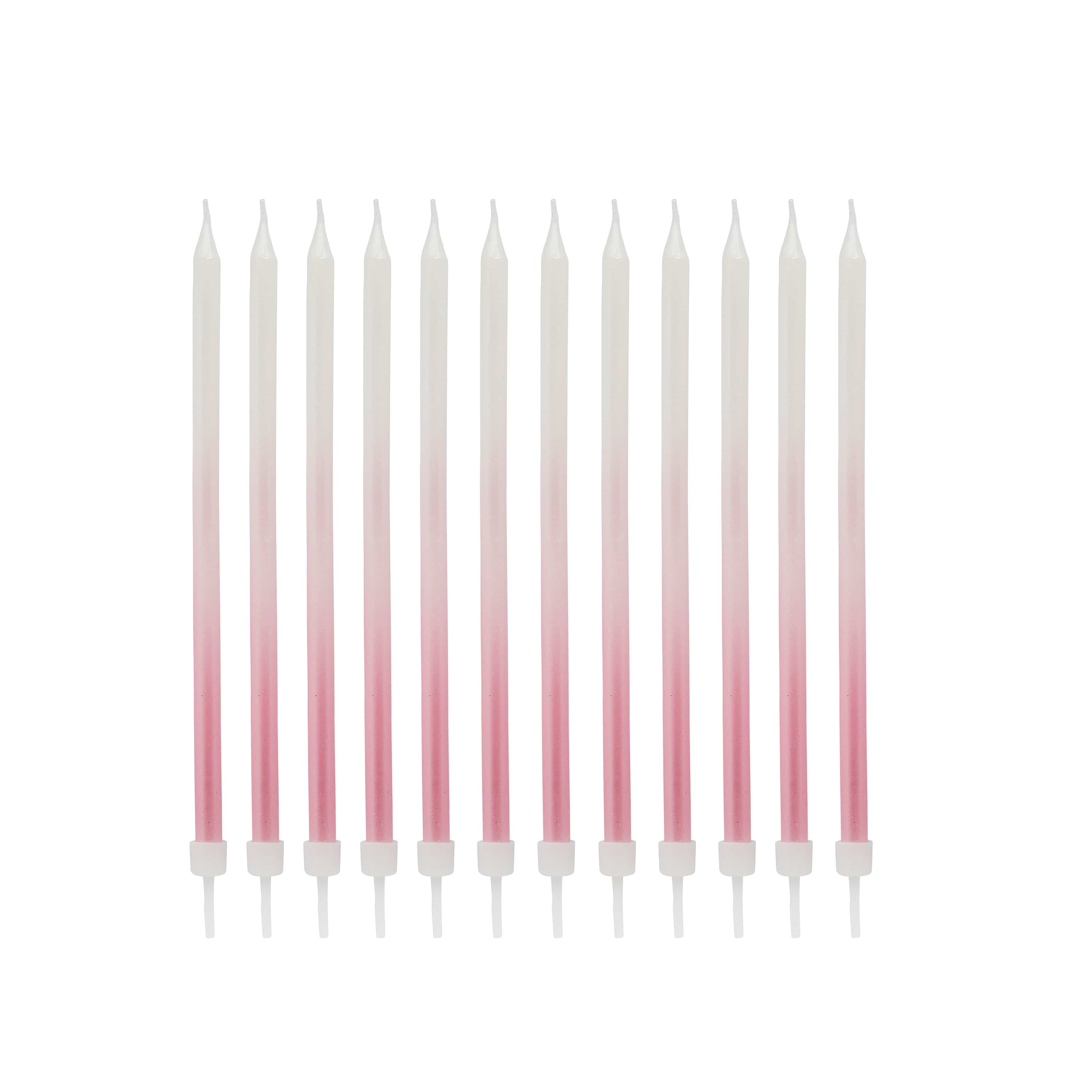 Pink Ombre Tall Skinny Candles - Pack of 12