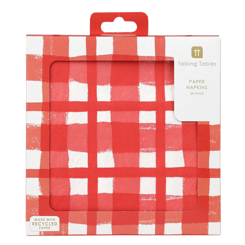 Red and White Gingham Paper Napkins x 20